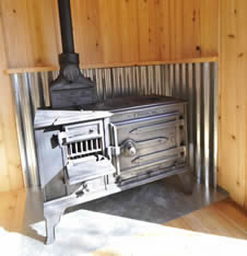Cast iron stove fitted in a new shephard hut