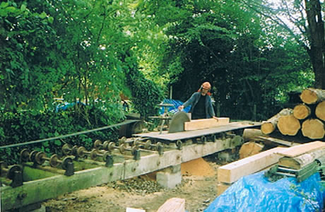 Preparing timber for use in our shepherd's huts